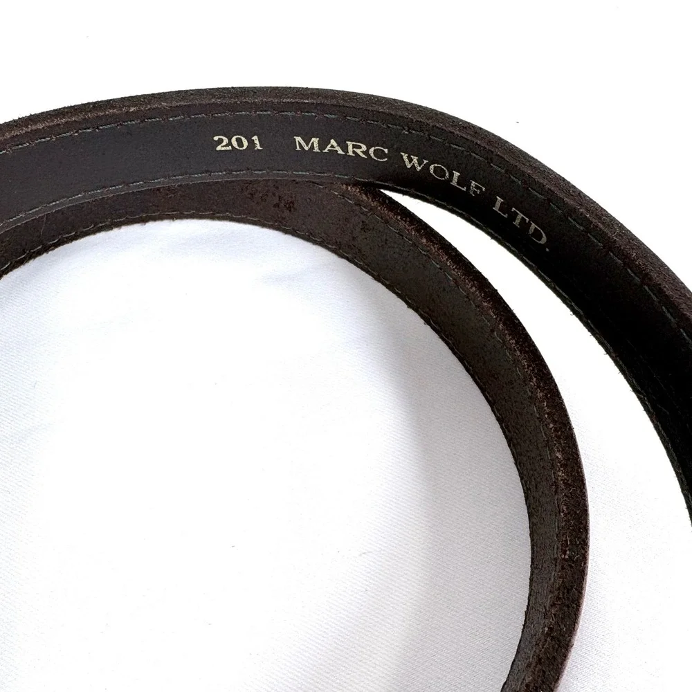 Marc Wolf Ltd Belt Brown Leather Gold Buckle‎ Made in USA 201 Size 48 Mens